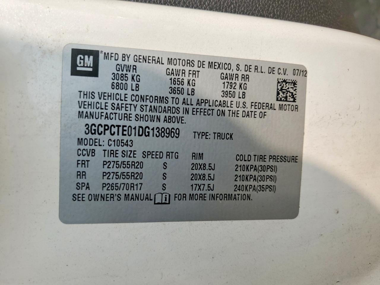 2013 Chevrolet Silverado C1500 Ltz White vin: 3GCPCTE01DG138969