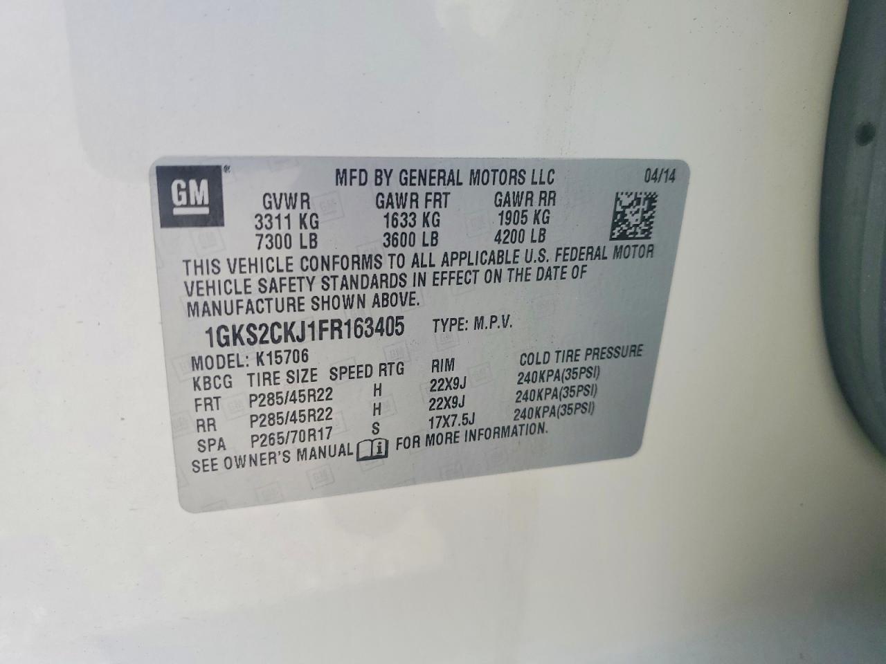2015 Gmc Yukon Denali Cream vin: 1GKS2CKJ1FR163405