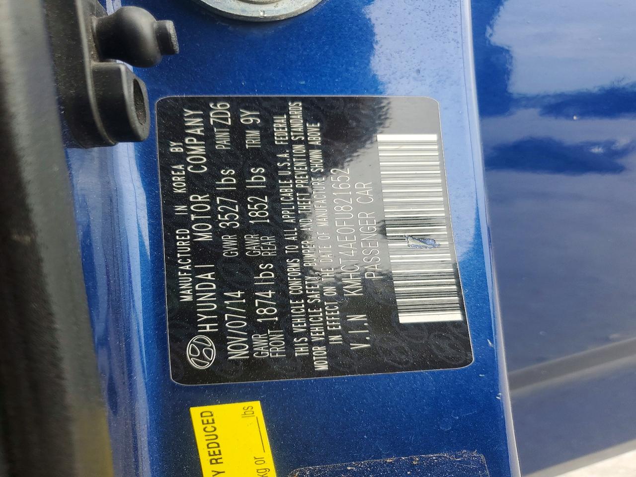 2015 Hyundai Accent Gls Blue vin: KMHCT4AE0FU821652