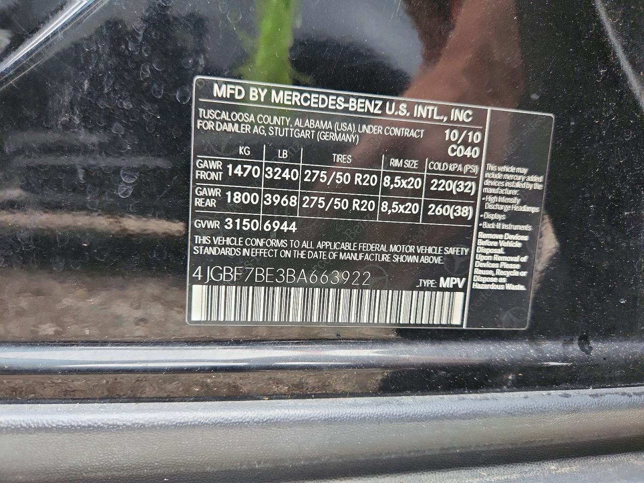 2011 Mercedes-benz Gl 450 4matic Black vin: 4JGBF7BE3BA663922