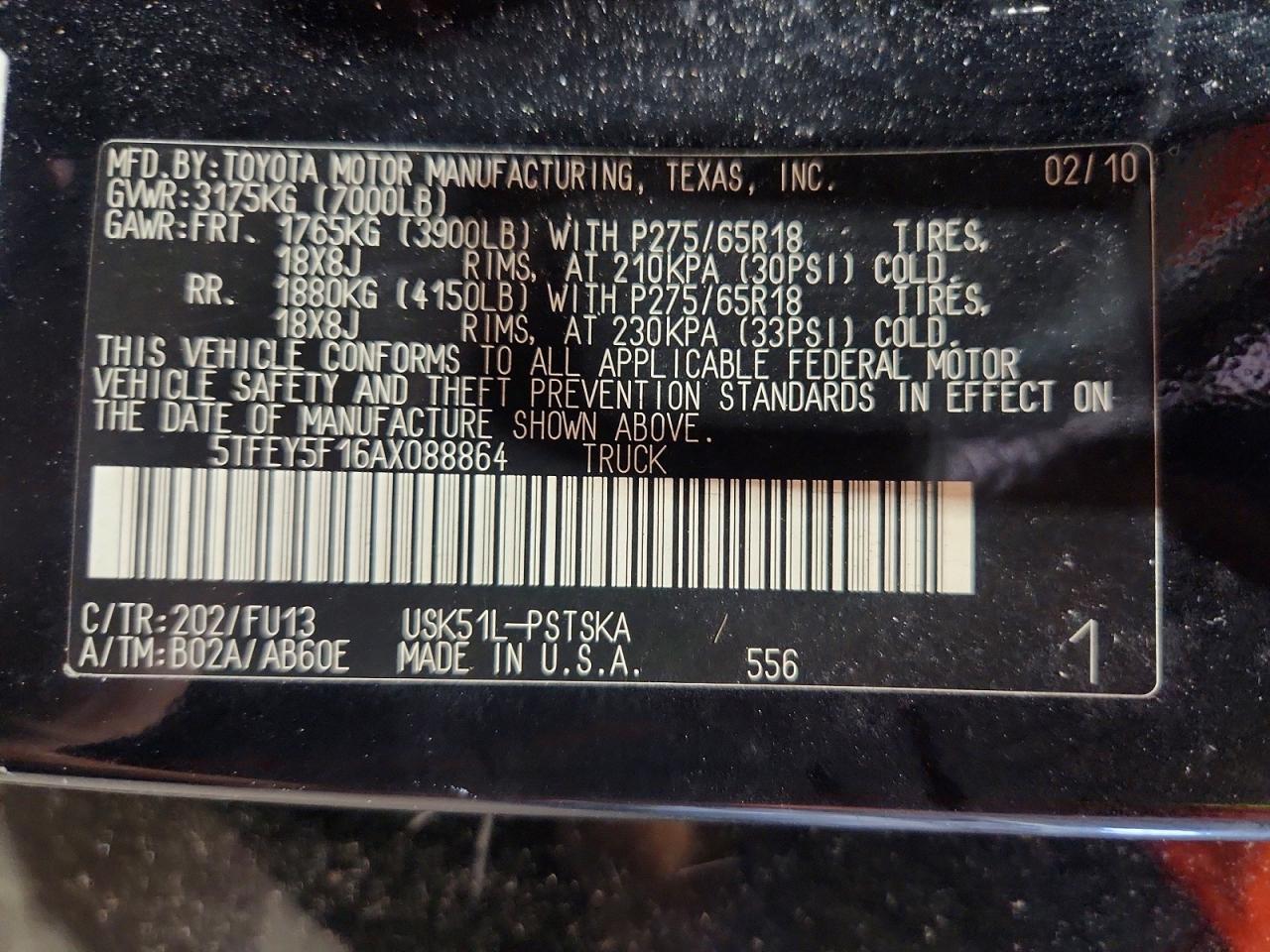 2010 Toyota Tundra Crewmax Sr5 Black vin: 5TFEY5F16AX088864