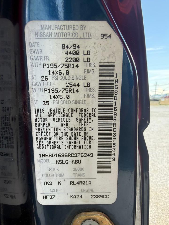 1994 Nissan Truck Xe Blue vin: 1N6SD16S6RC376349
