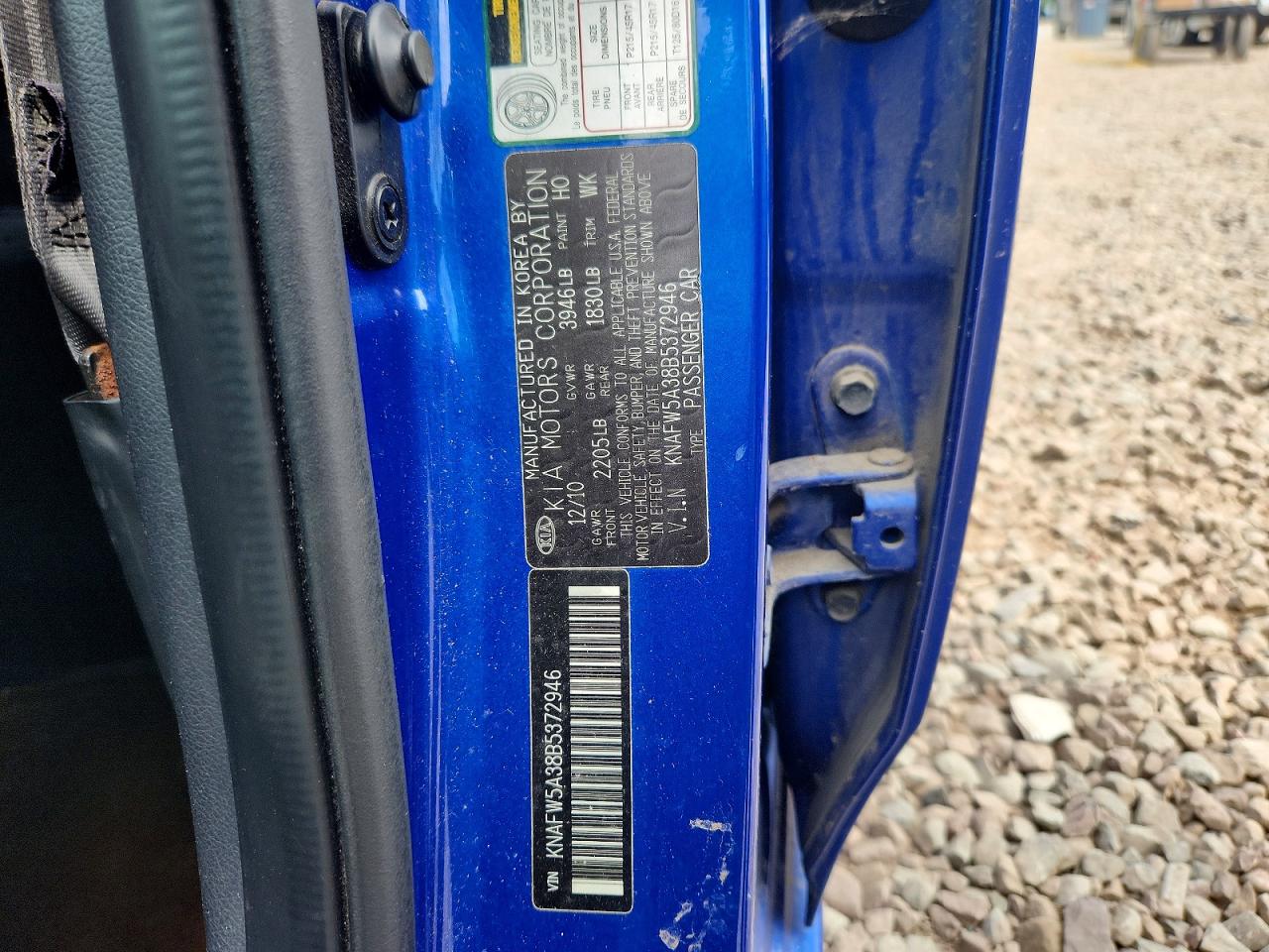2011 Kia Forte5 Sx Blue vin: KNAFW5A38B5372946