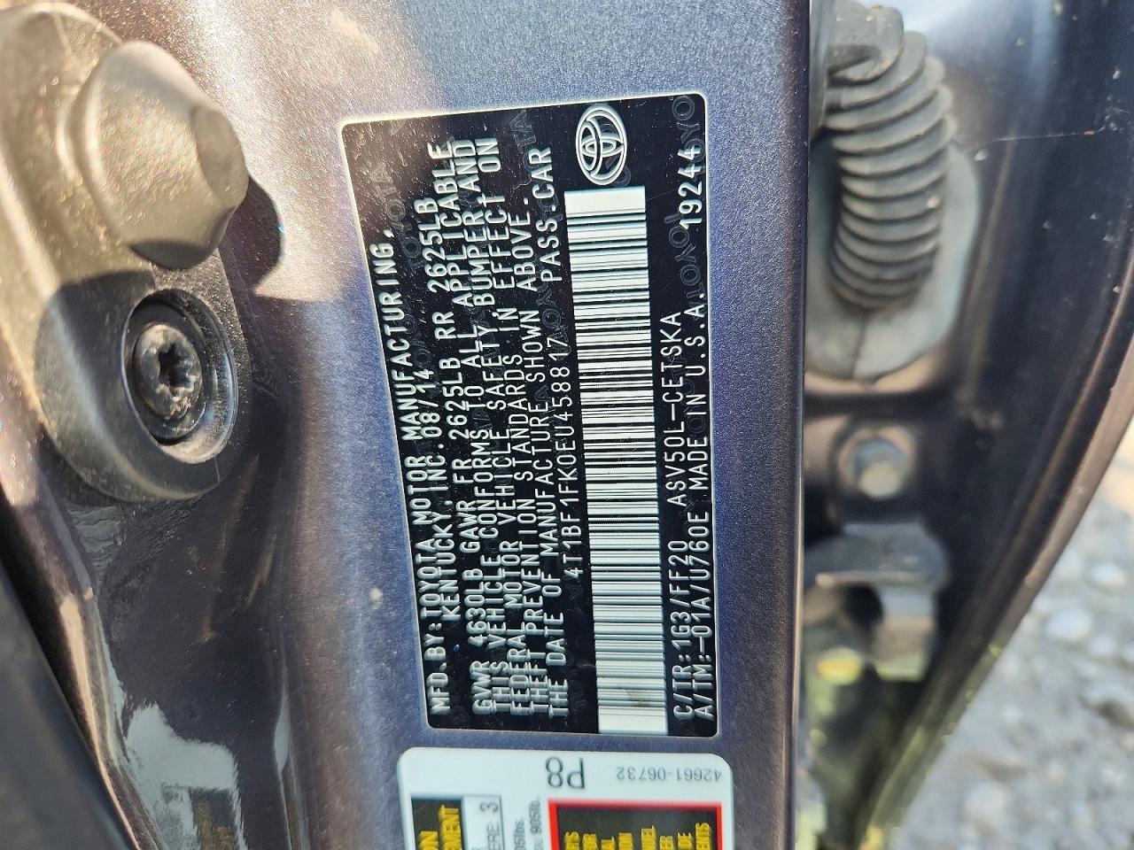 2014 Toyota Camry Se Sport Серый vin: 4T1BF1FK0EU458817