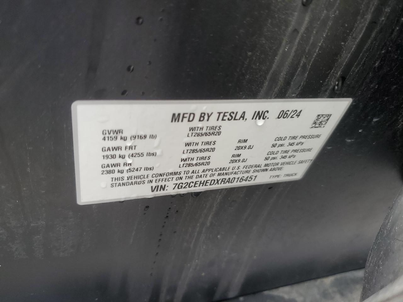 2024 Tesla Cybertruck Серый vin: 7G2CEHEDXRA016451