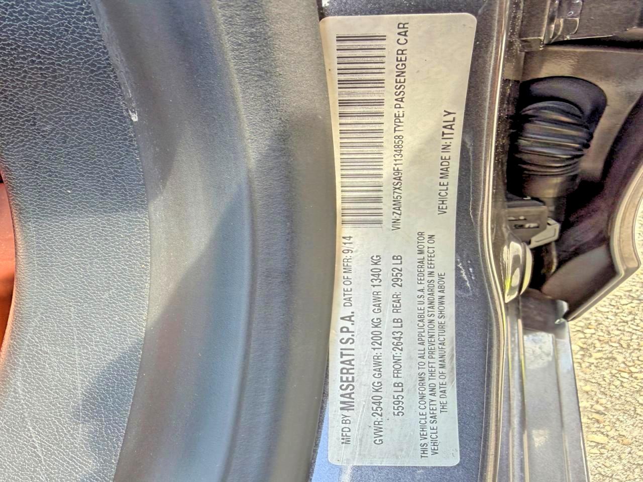 2015 Maserati Ghibli Gray vin: ZAM57XSA9F1134858