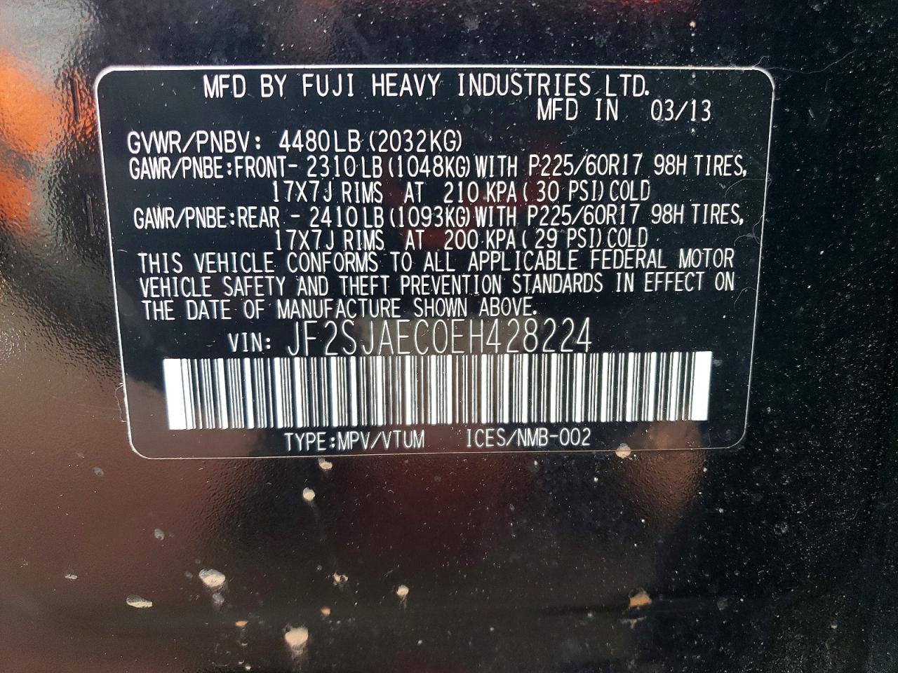 2014 Subaru Forester 2.5i Premium Black vin: JF2SJAEC0EH428224