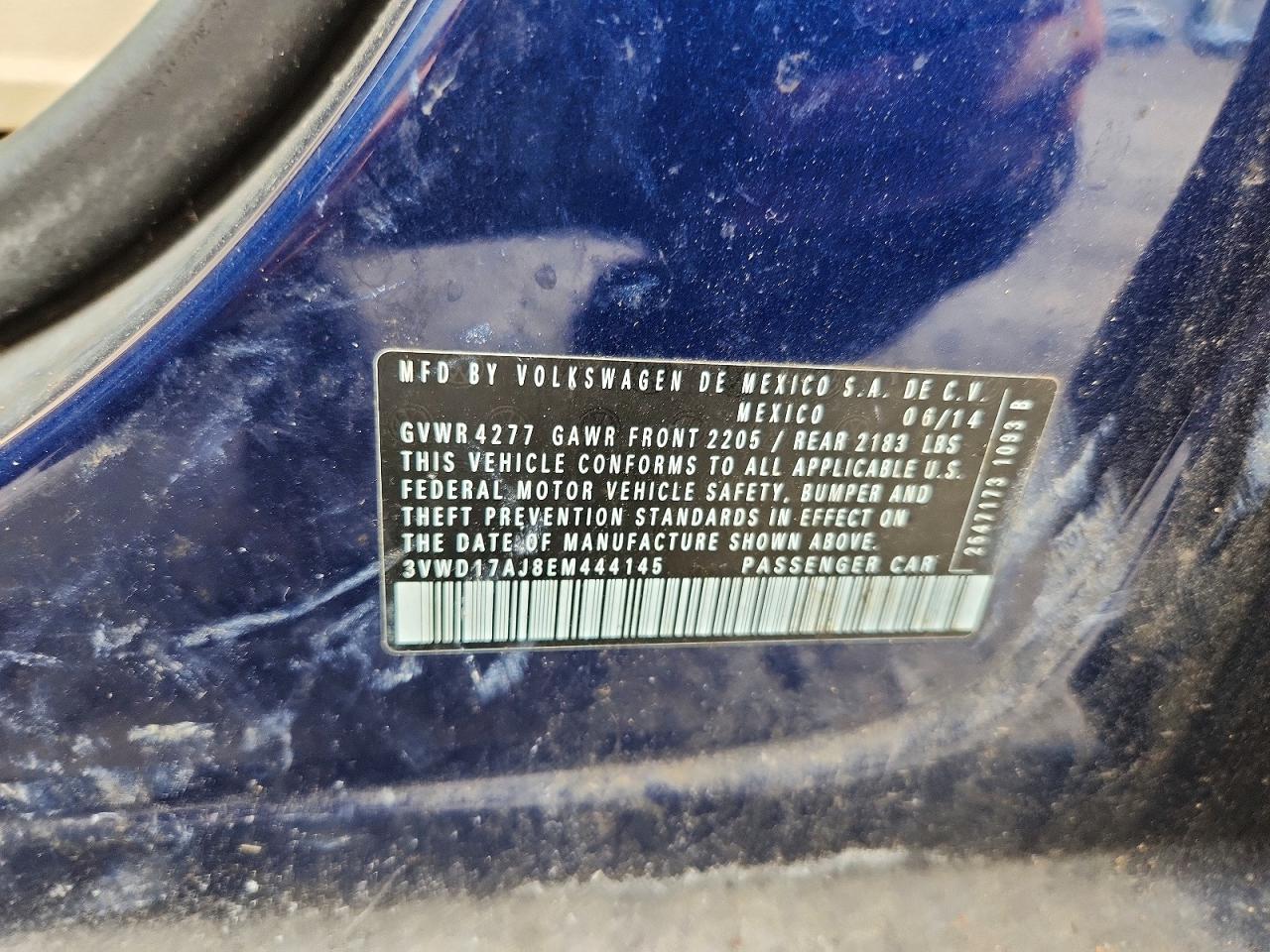2014 Volkswagen Jetta Se Синий vin: 3VWD17AJ8EM444145