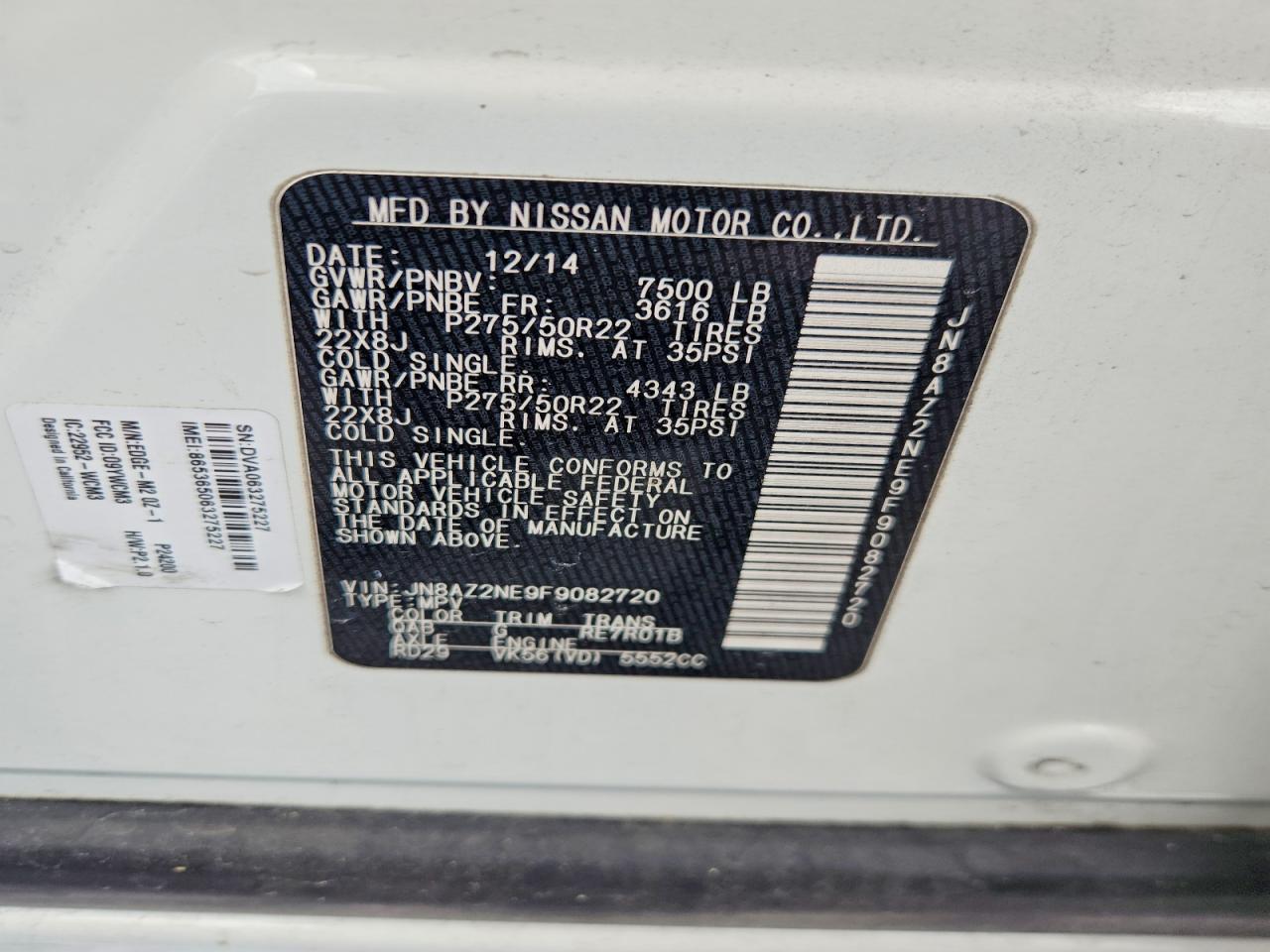 2015 Infiniti Qx80 White vin: JN8AZ2NE9F9082720