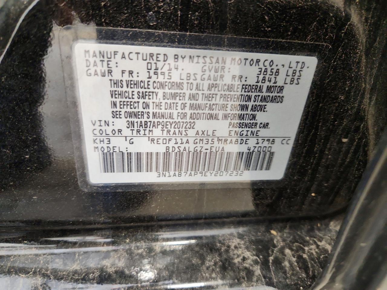 2014 Nissan Sentra Sl Black vin: 3N1AB7AP9EY207232