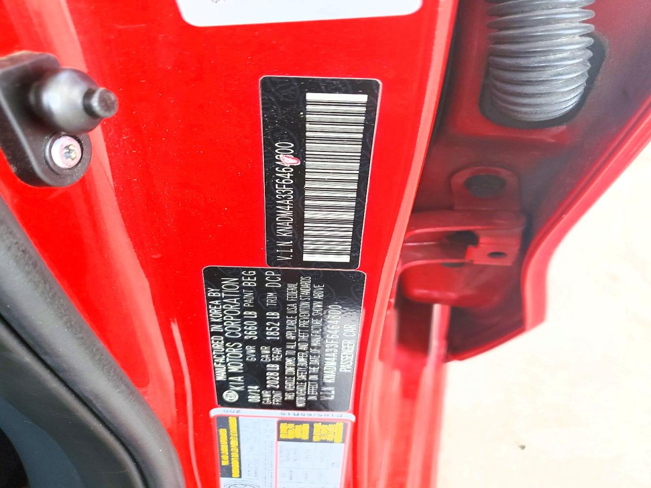 2015 Kia Rio Lx Red vin: KNADM4A33F6464800