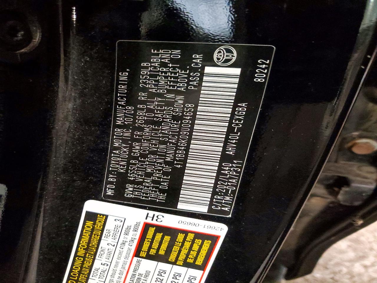 2009 Toyota Camry Hybrid Black vin: 4T1BB46K09U094658