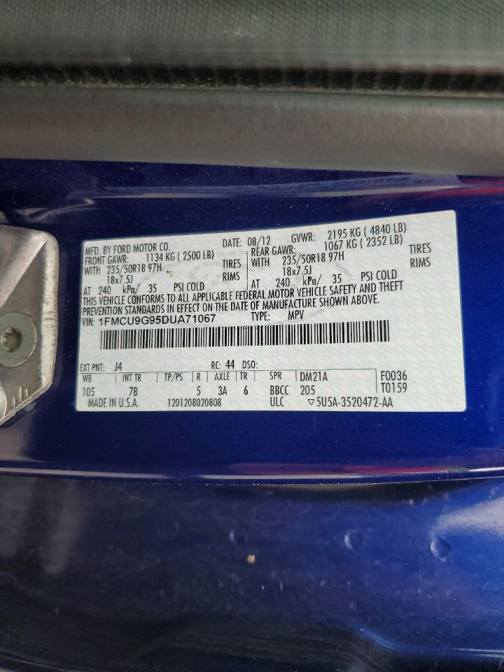 2013 Ford Escape Se Синий vin: 1FMCU9G95DUA71067