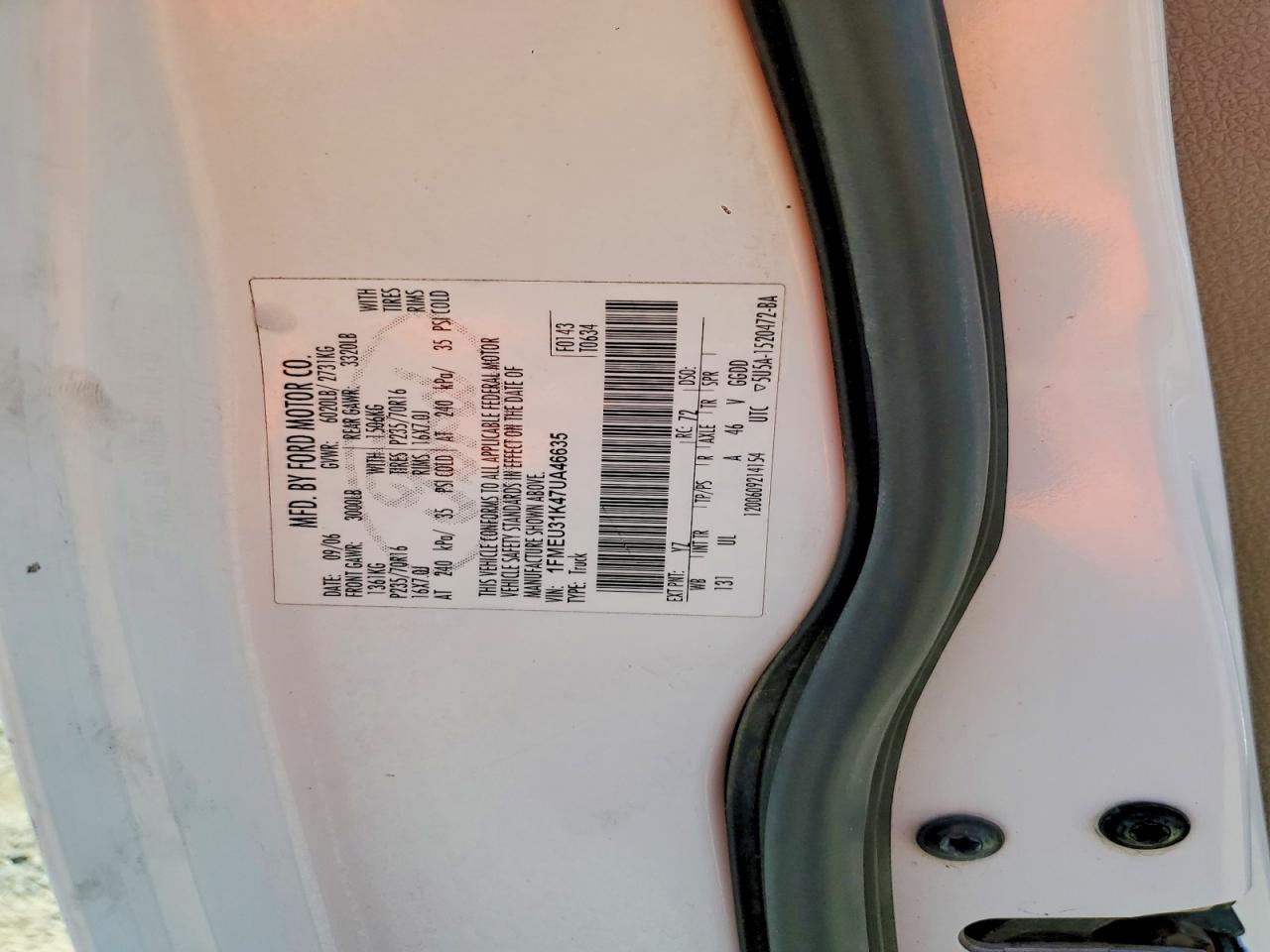 2007 Ford Explorer Sport Trac Xlt White vin: 1FMEU31K47UA46635