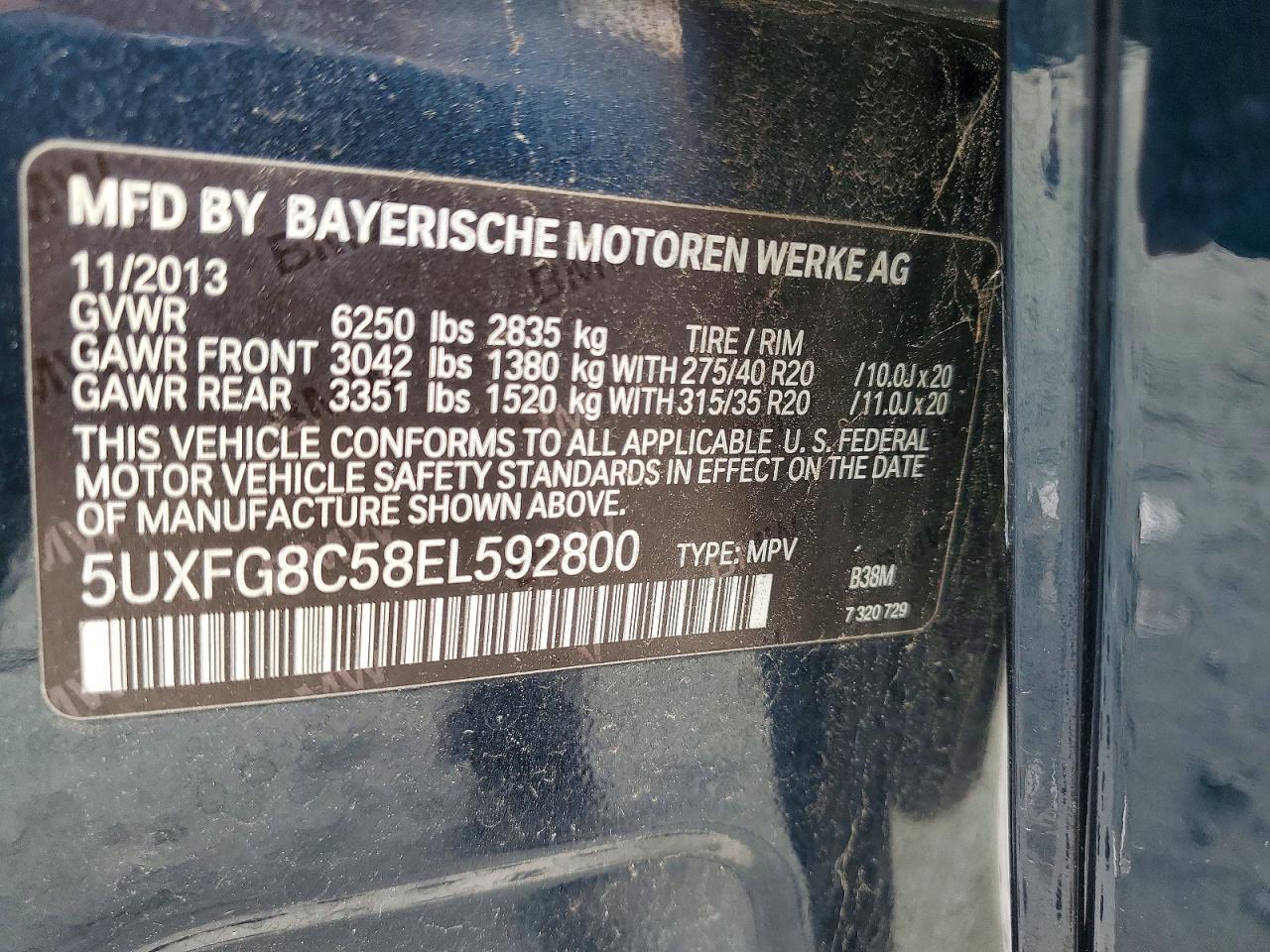 2014 Bmw X6 Xdrive50i Blue vin: 5UXFG8C58EL592800