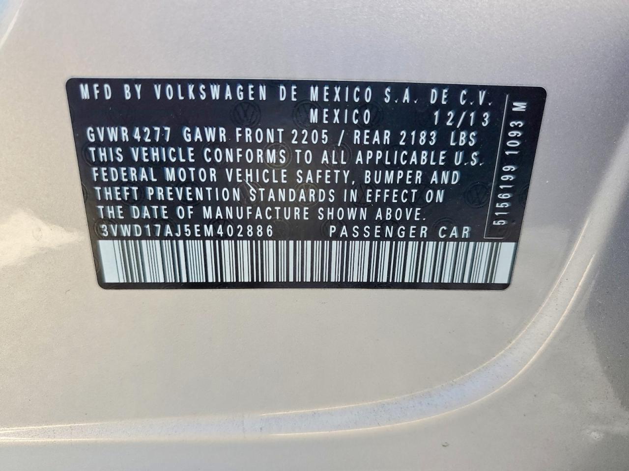 2014 Volkswagen Jetta Se Silver vin: 3VWD17AJ5EM402886