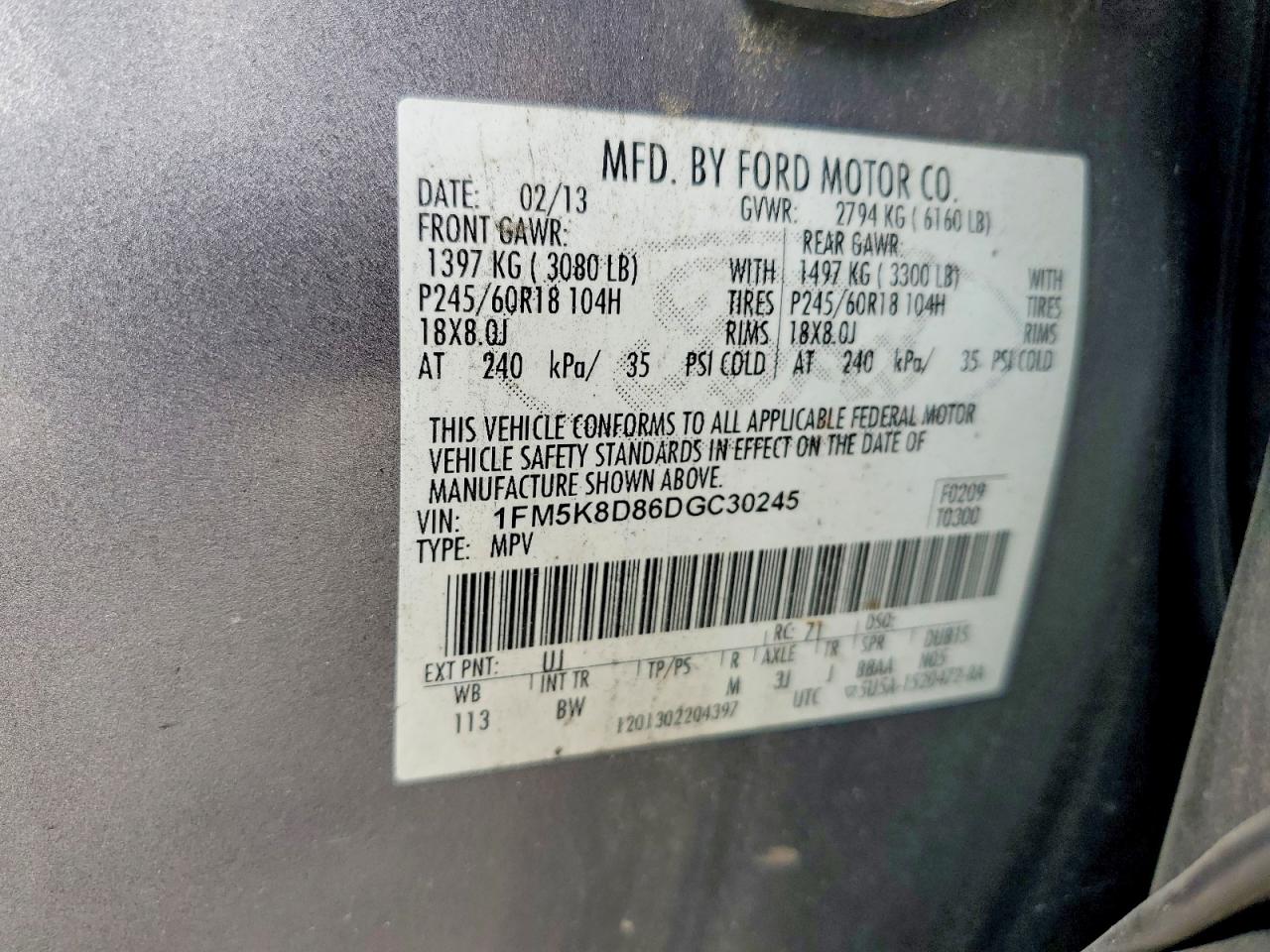 2013 Ford Explorer Xlt Gray vin: 1FM5K8D86DGC30245