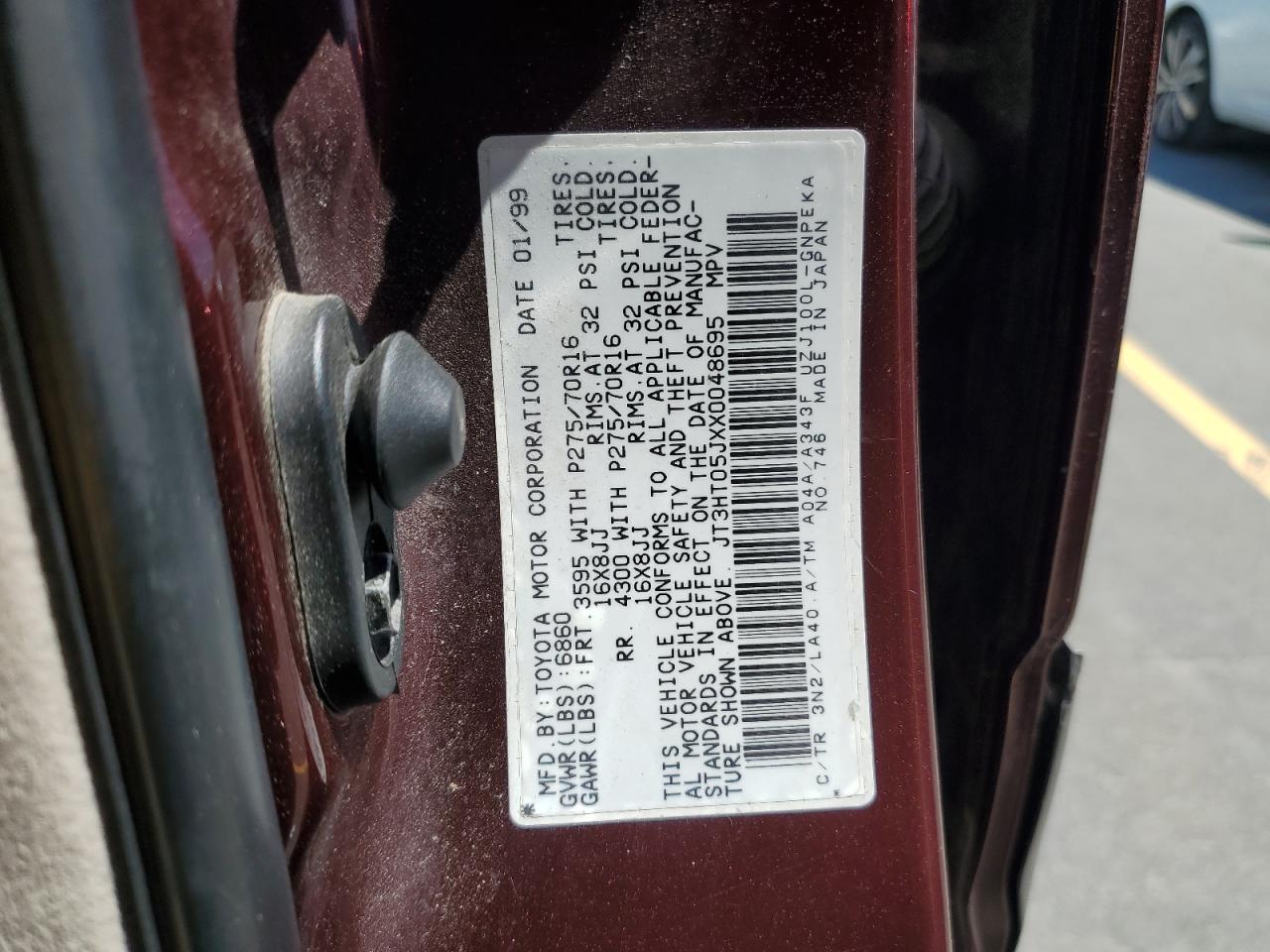 1999 Toyota Land Cruiser    Burgundy vin: JT3HT05JXX0048695