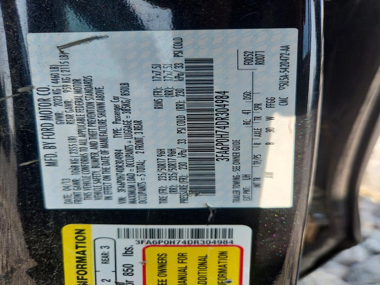 2013 Ford Fusion Se Black vin: 3FA6P0H74DR304984