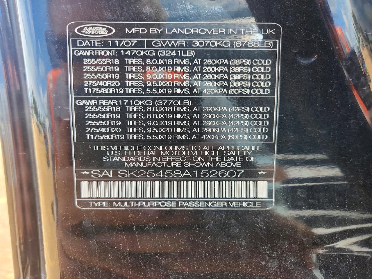 2008 Land Rover Range Rover Sport Hse Черный vin: SALSK25458A152607