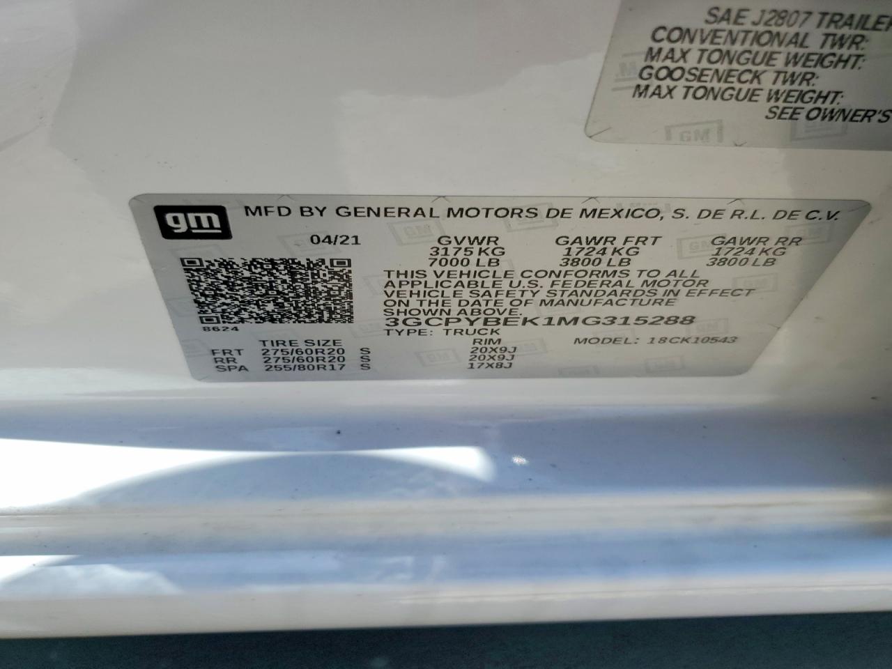 2021 Chevrolet Silverado K1500 Custom White vin: 3GCPYBEK1MG315288