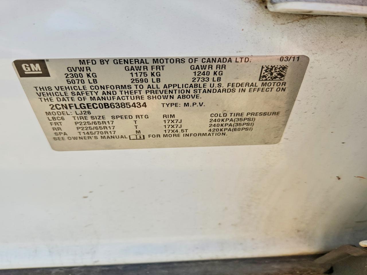 2011 Chevrolet Equinox Ltz White vin: 2CNFLGEC0B6385434