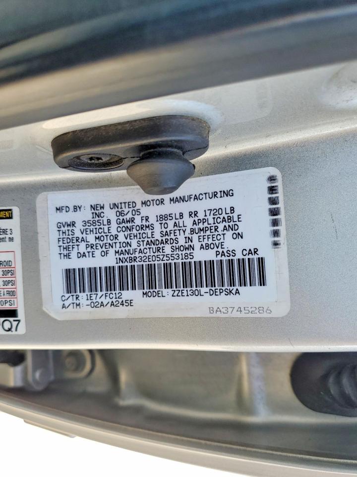 2005 Toyota Corolla S Silver vin: 1NXBR32E05Z553185