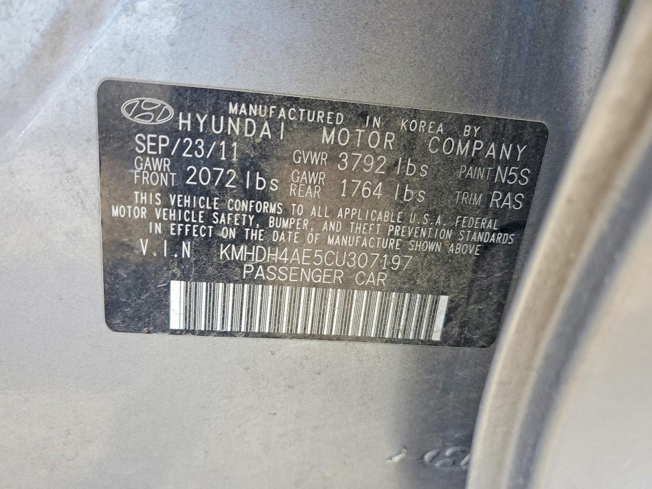 2012 Hyundai Elantra Gls Silver vin: KMHDH4AE5CU307197