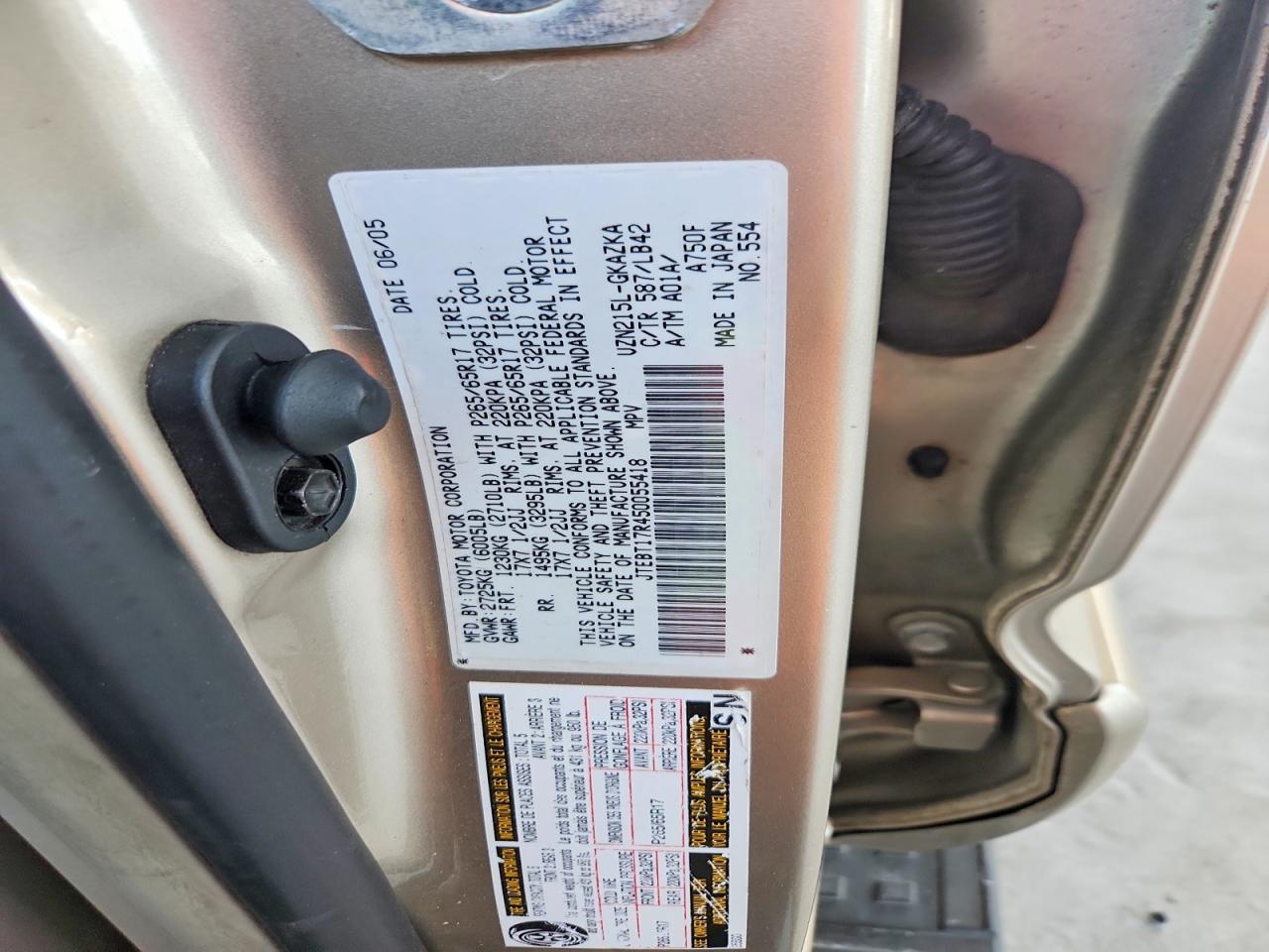 2005 Toyota 4runner Limited Золотой vin: JTEBT17R450055418