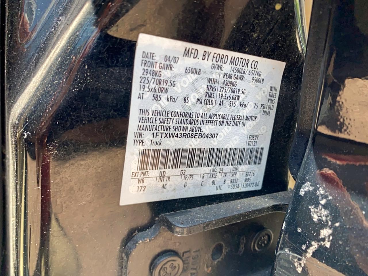 2008 Ford F450 Super Duty Black vin: 1FTXW43R08EB04307