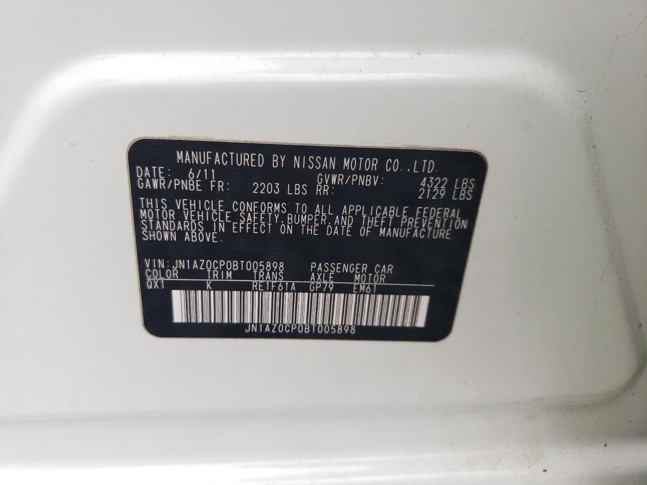 2011 Nissan Leaf Sv Белый vin: JN1AZ0CP0BT005898