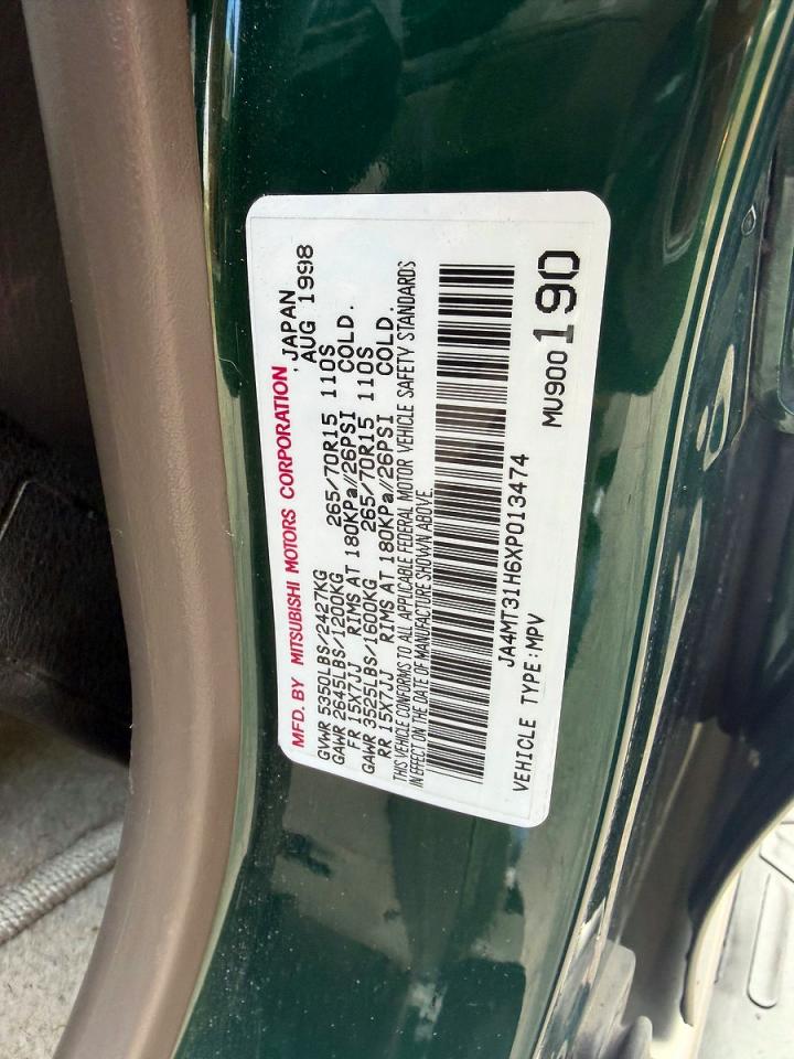 1999 Mitsubishi Montero Sport Ls Зеленый vin: JA4MT31H6XP013474
