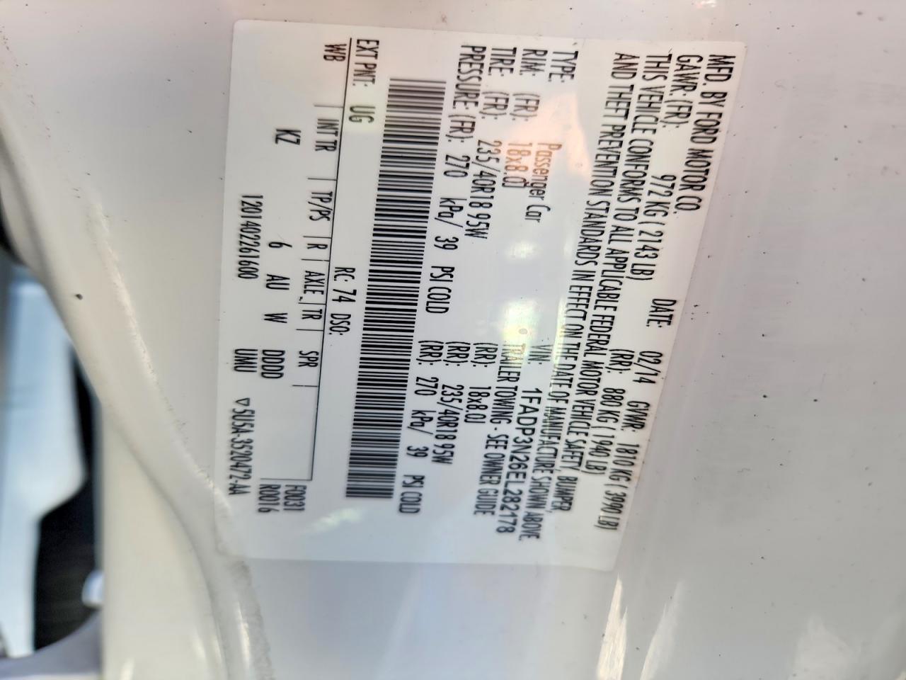 2014 Ford Focus Titanium White vin: 1FADP3N26EL282178