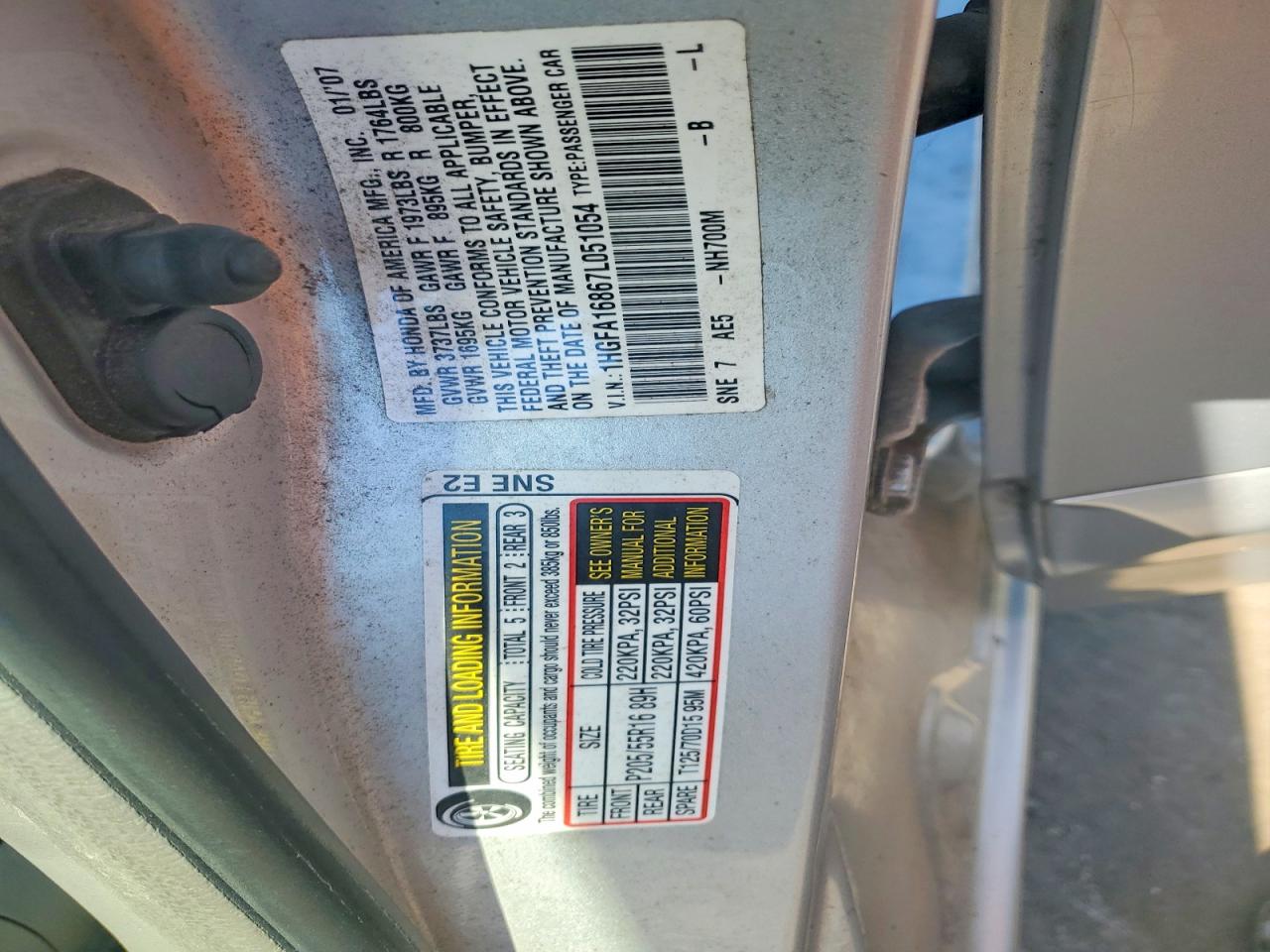 2007 Honda Civic Ex Серебряный vin: 1HGFA16867L051054