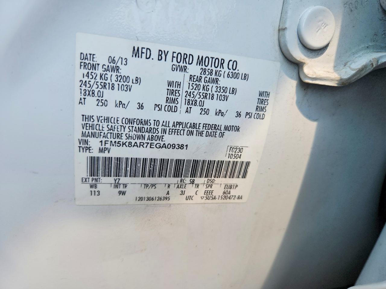 2014 Ford Explorer Police Interceptor White vin: 1FM5K8AR7EGA09381
