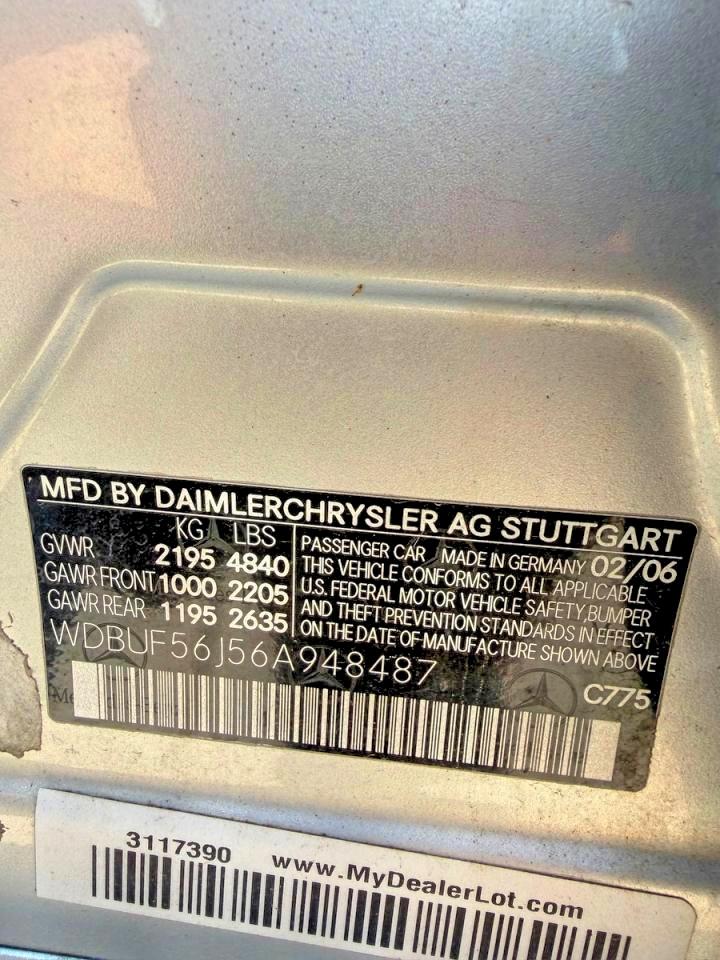 2006 Mercedes-benz E 350 Серебряный vin: WDBUF56J56A948487