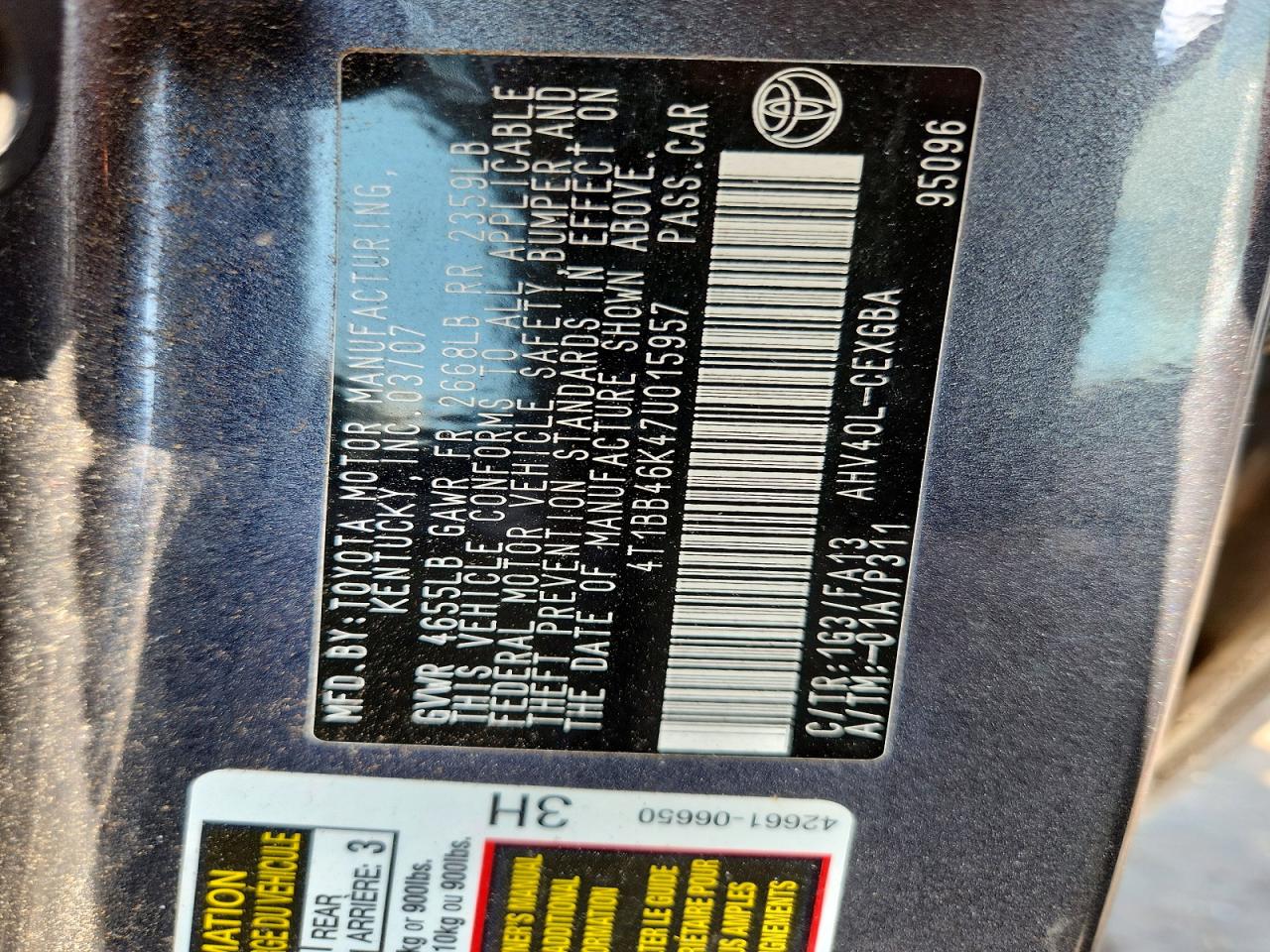 2007 Toyota Camry Hybrid Gray vin: 4T1BB46K47U015957