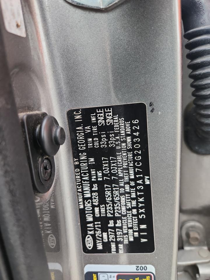 2012 Kia Sorento Lx Gray vin: 5XYKT3A17CG203426
