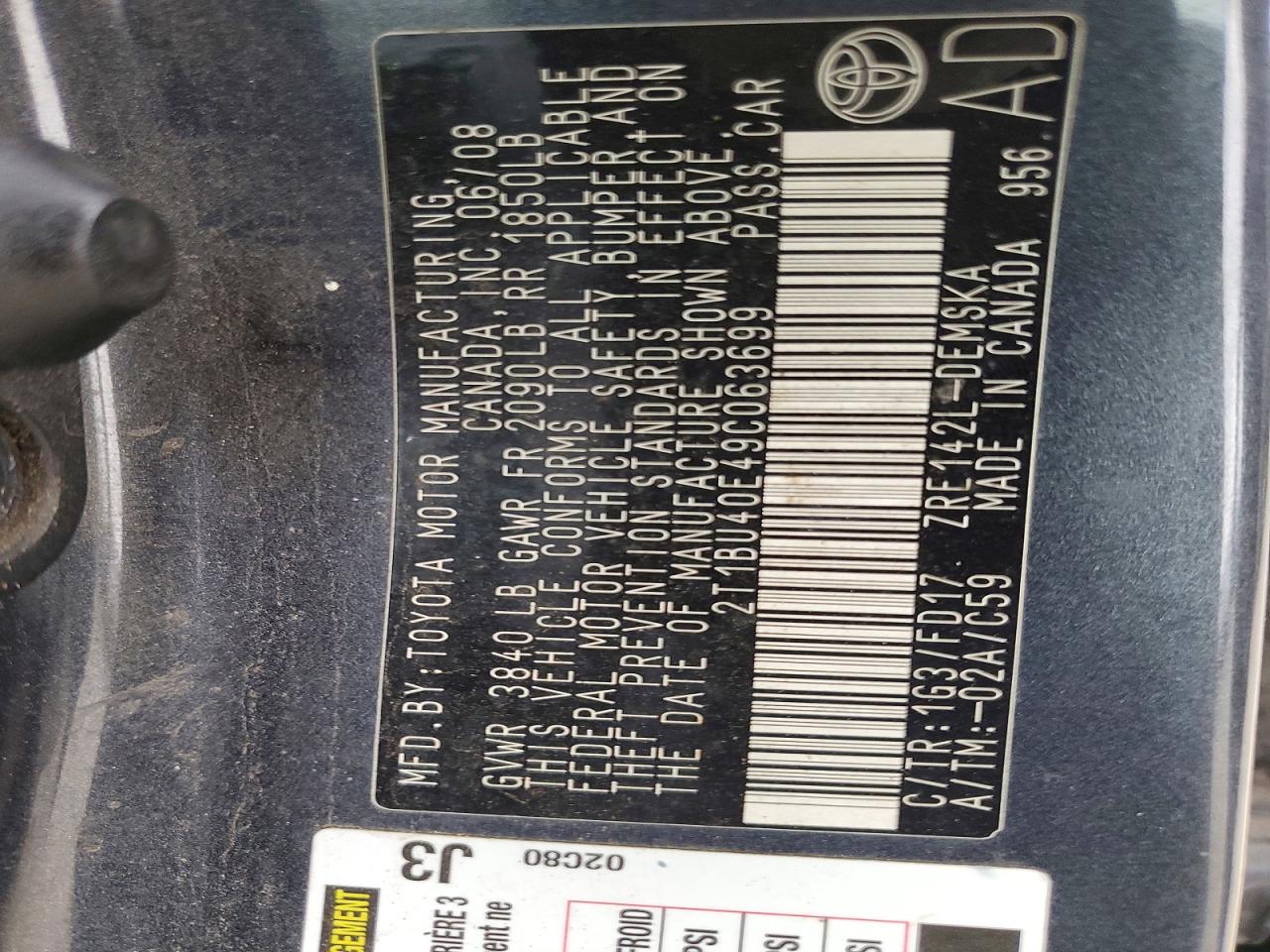 2009 Toyota Corolla S Gray vin: 2T1BU40E49C063699