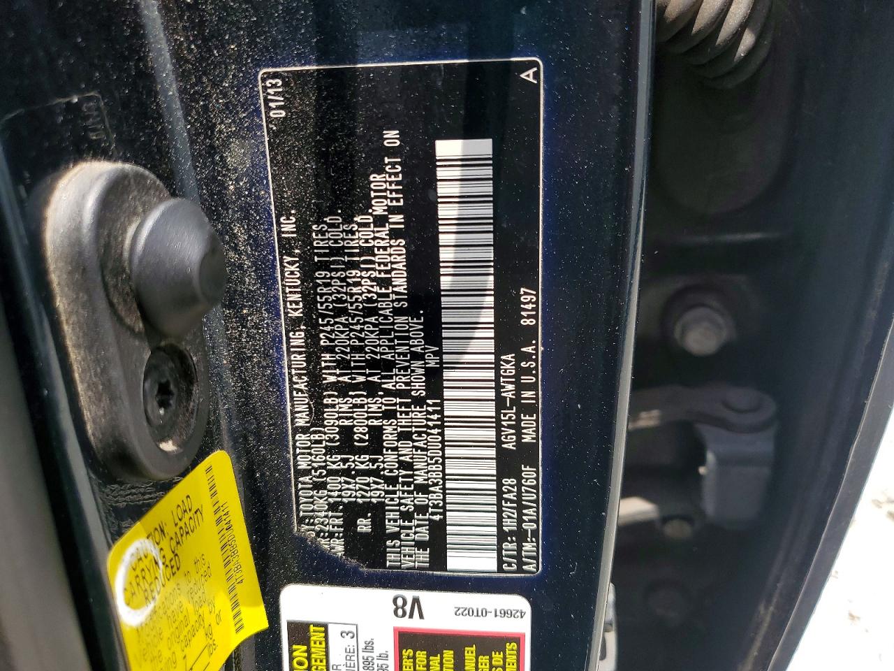 2013 Toyota Venza Le Charcoal vin: 4T3BA3BB5DU041411
