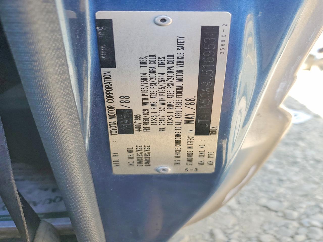 1988 Toyota Pickup 1/2 Ton Rn50 Gray vin: JT4RN50A9J5169534
