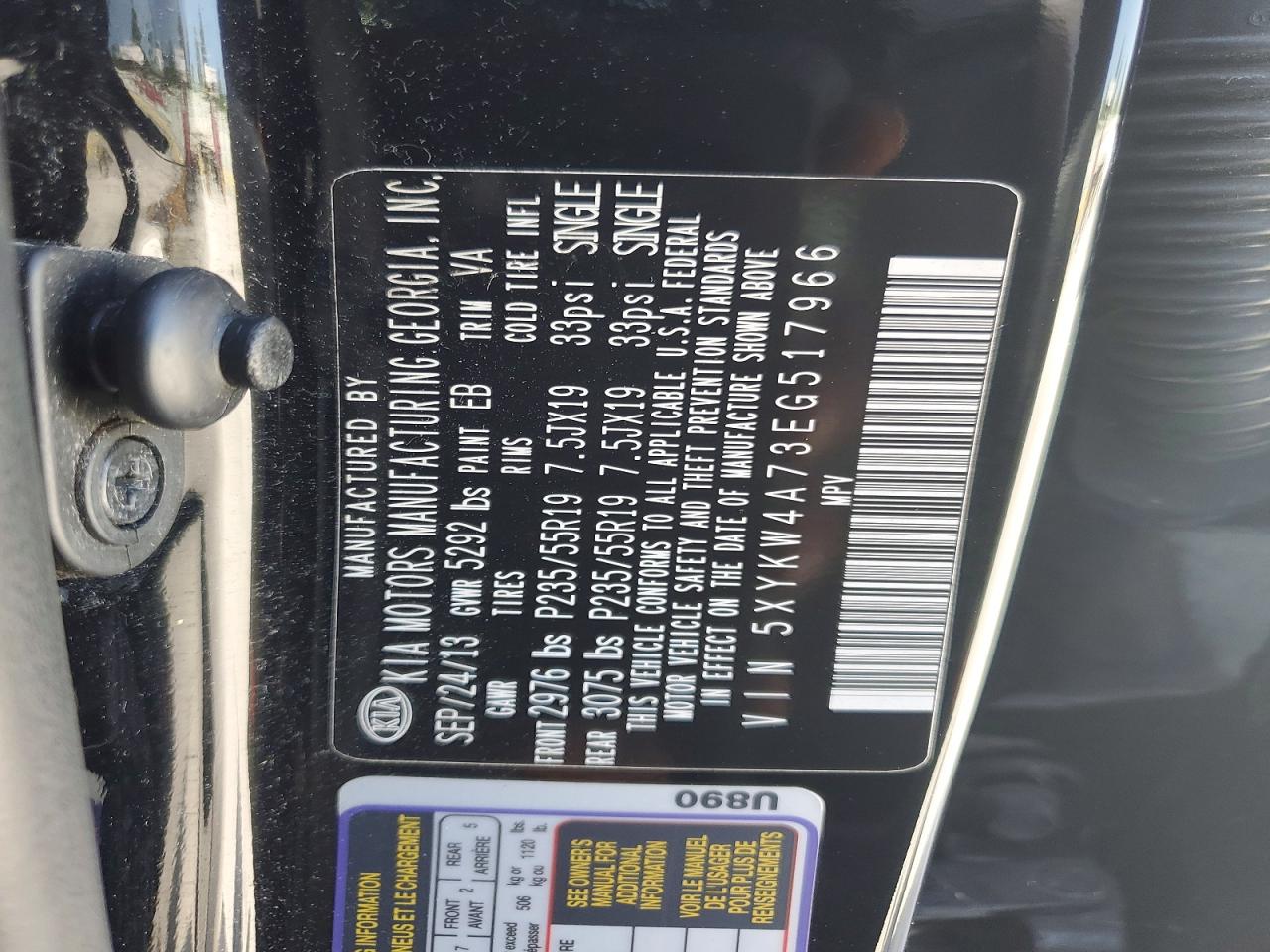 2014 Kia Sorento Sx Black vin: 5XYKW4A73EG517966