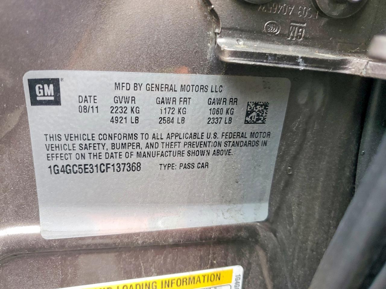 2012 Buick Lacrosse Gold vin: 1G4GC5E31CF137368