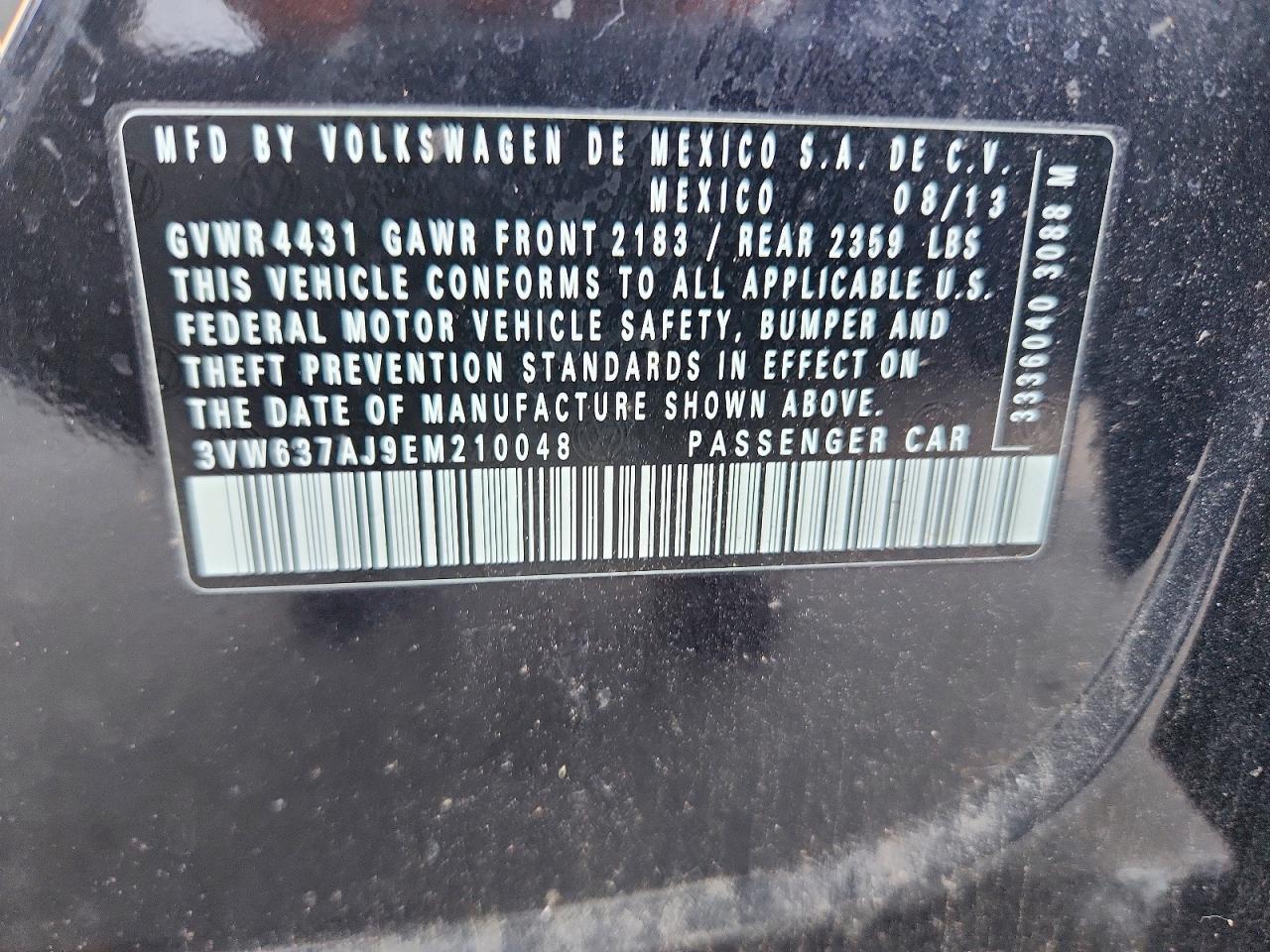 2014 Volkswagen Jetta Hybrid Black vin: 3VW637AJ9EM210048