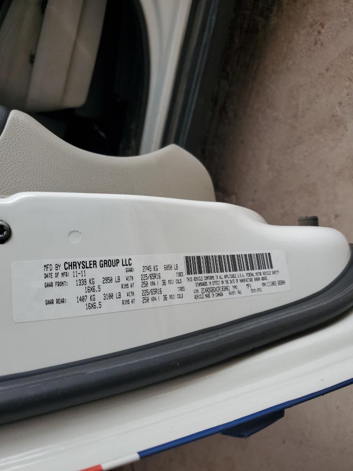 2012 Dodge Grand Caravan Se Белый vin: 2C4RDGBGXCR183061