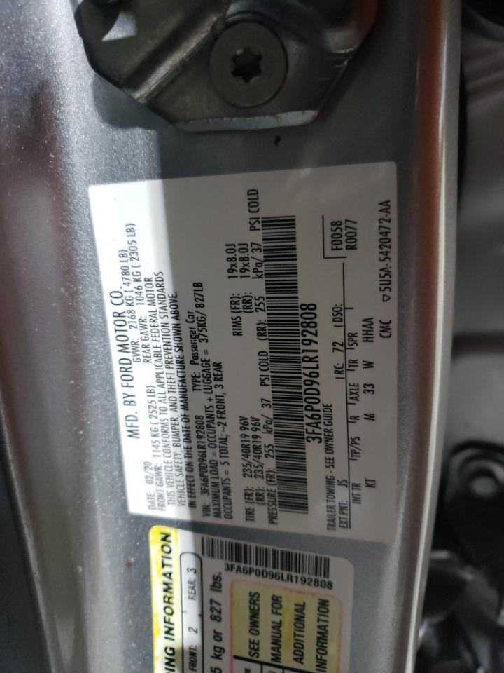 2020 Ford Fusion Titanium Silver vin: 3FA6P0D96LR192808