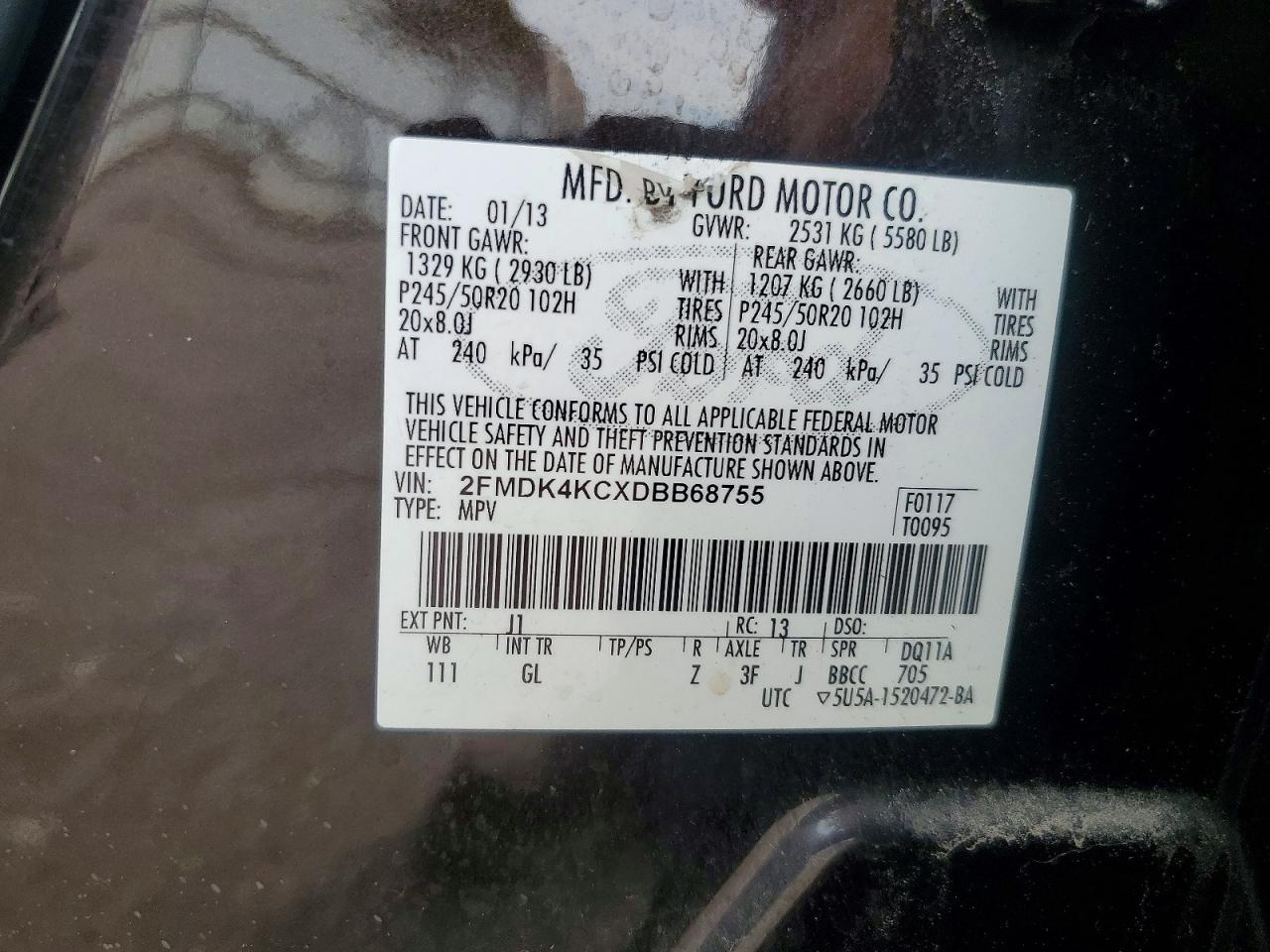 2013 Ford Edge Limited Black vin: 2FMDK4KCXDBB68755
