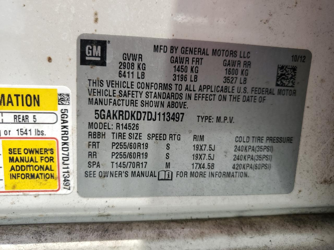 2013 Buick Enclave Белый vin: 5GAKRDKD7DJ113497