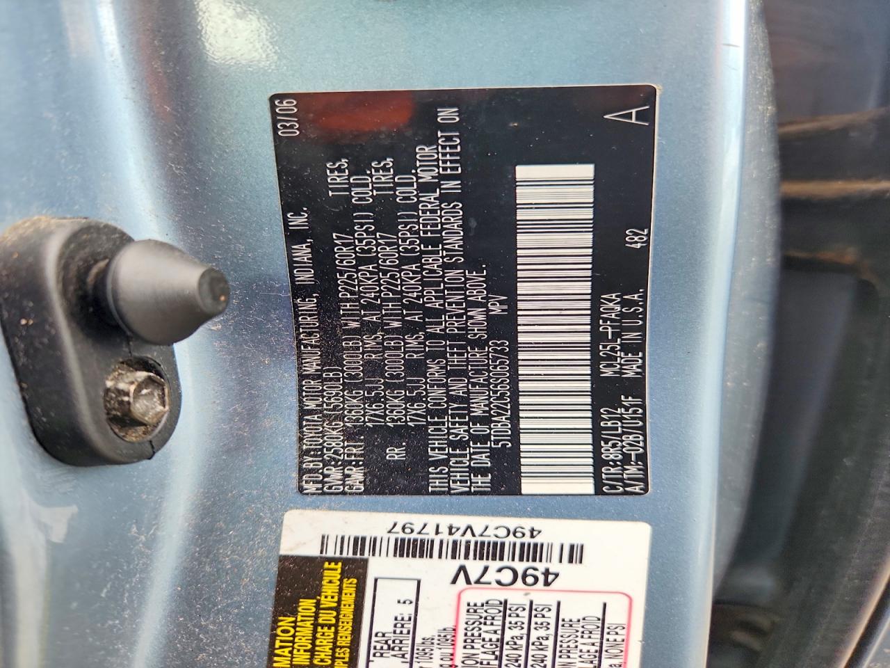 2006 Toyota Sienna Xle 7 Passenger Blue vin: 5TDBA22C56S065733