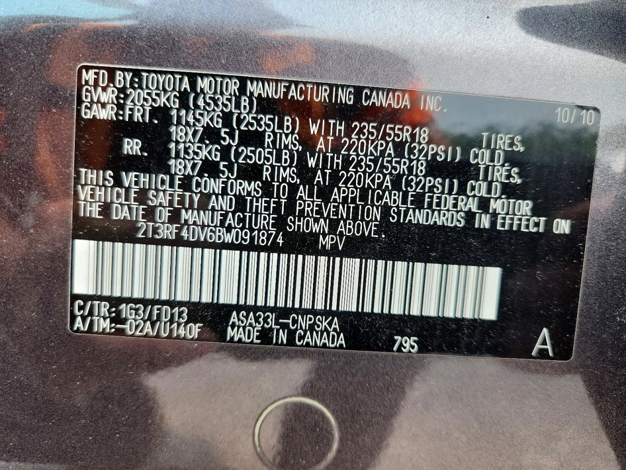 2011 Toyota Rav4 Sport Серый vin: 2T3RF4DV6BW091874